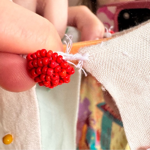 Farm Rio White Beaded Dress Rainbow Backless Flutter Sleeve Midi Size Small - Picture 5 of 6